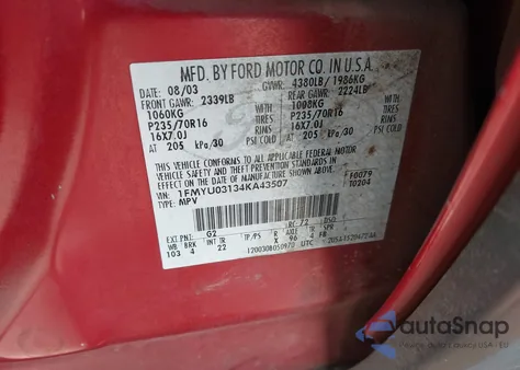 2004 Ford Escape Xlt from USA, damaged, VIN 1FMYU03134KA43507